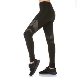 Black mesh athletic full leggings, women's medium mesh inset by BSP